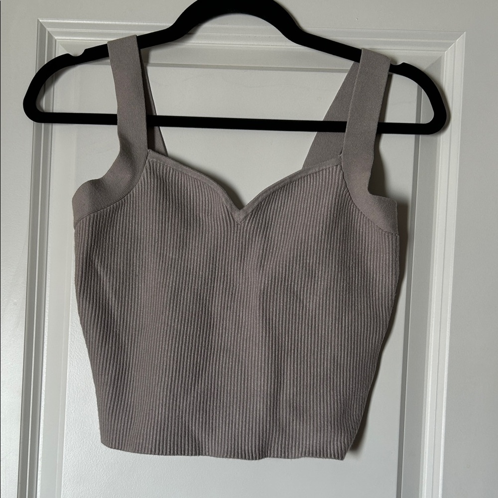 Abercrombie & Fitch Gray Ribbed Crop Top